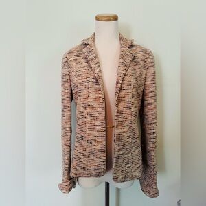 [Barry Bricken] Tan Fully Lined 100% Silk Tweed Boucle Lined Jacket Sz: 4